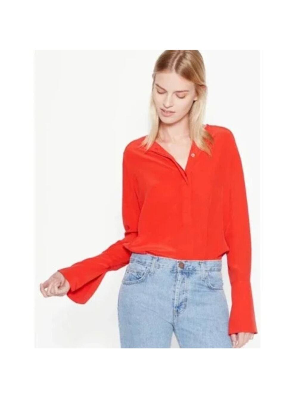 Equipment Kenley Silk Flare Sleeve Blouse